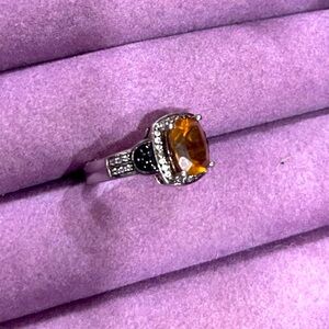 Amber citrine sterling ring size 6